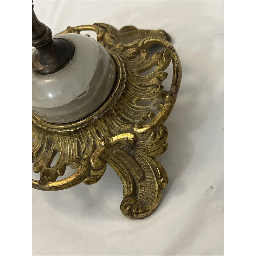 Antique Rococo Gilt Copper Bronze Floral Ornate Scrolled Candlestick Marble‎